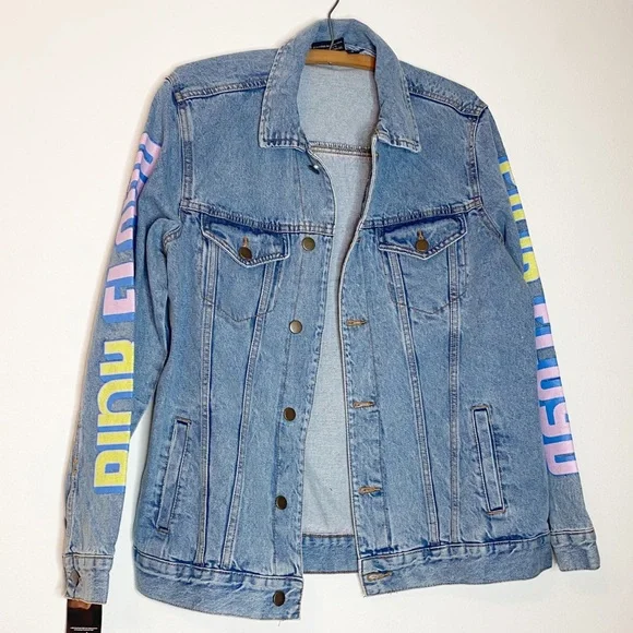 Pink Floyd Back Patch Denim Jacket Dark Side of The Moon Small - Picture 2 of 6